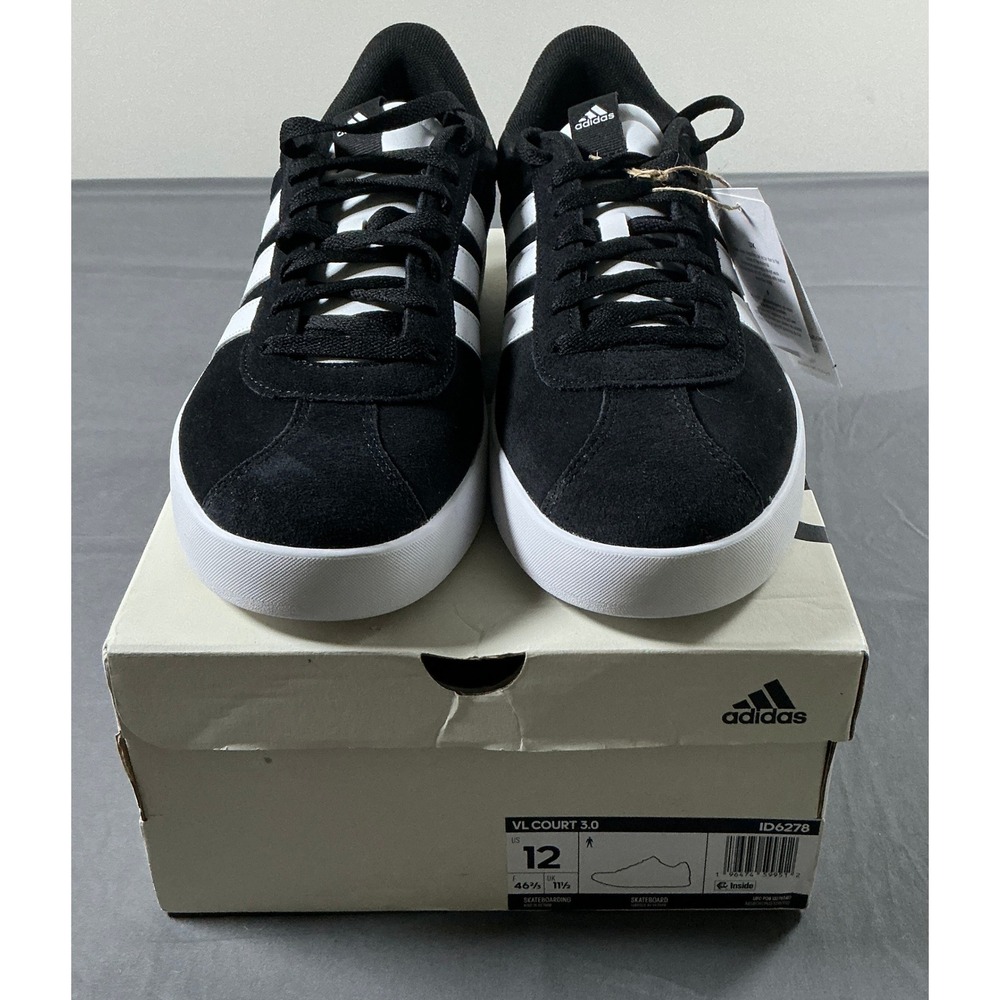 Adidas VL Court 3.0 Mens‎ Skateboarding Shoes Core Black White ID6278 Size 12